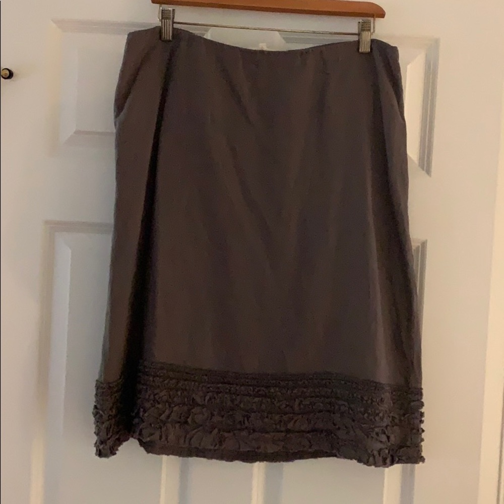 Eileen Fisher taupe linen lined skirt